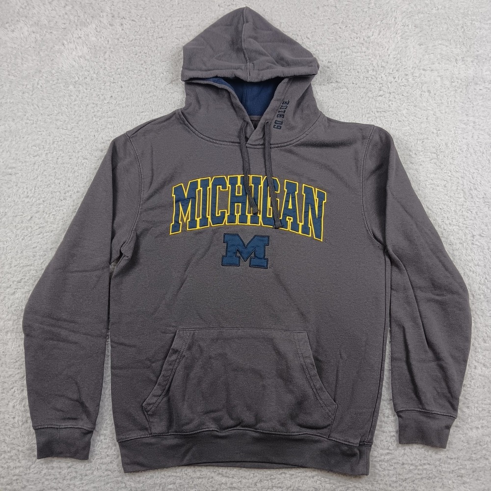 Colosseum Hoodie Michigan Wolverines Mens M Gray Embroidered Pullover
